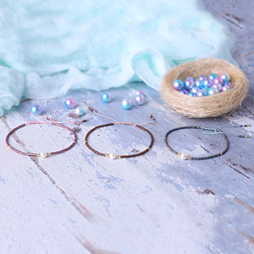 KELITCH 3 PCS Natural Pearls Bracelets Women Strand Thin Rope Friendship Bracelets Handmade Stack Charm Bracelets - color: 02I