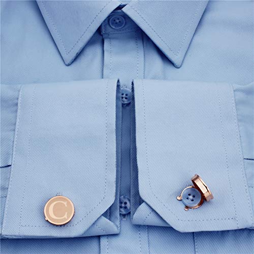 HAWSON Men's Letter Initial Button Cover Cufflinks Letter Rose Gold/Silver Suitable for Formal Business Shirt Letter A-Z - color: Rose Gold Color - C