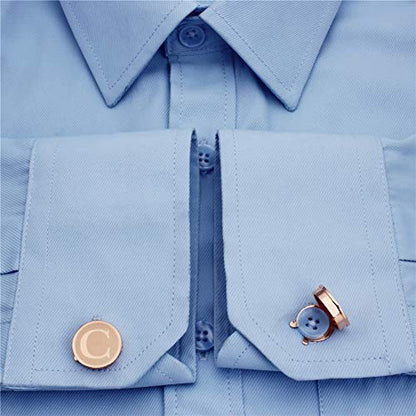 HAWSON Men's Letter Initial Button Cover Cufflinks Letter Rose Gold/Silver Suitable for Formal Business Shirt Letter A-Z - color: Rose Gold Color - C