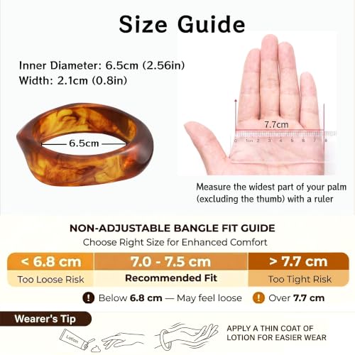 FAXHION Chunky Resin Acrylic Bangle Bracelets for Women, Colorful Wide Geometric Bangles Set, Statement Stackable Bracelet Jewelry Gift - color: Brown