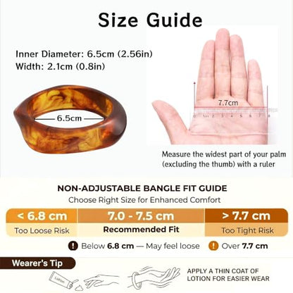 FAXHION Chunky Resin Acrylic Bangle Bracelets for Women, Colorful Wide Geometric Bangles Set, Statement Stackable Bracelet Jewelry Gift - color: Brown