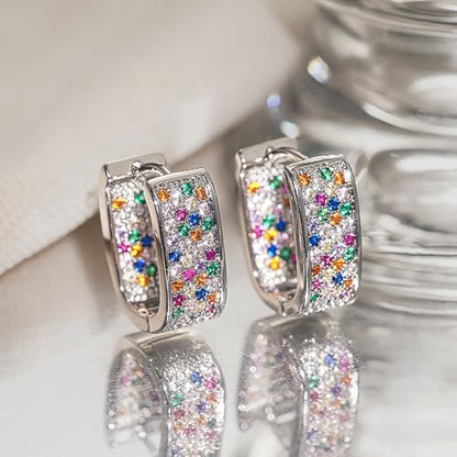 Luxury Paved Cubic Zirconia Hoop Earrings for Women Wedding Trendy Jewelry - color: E5322