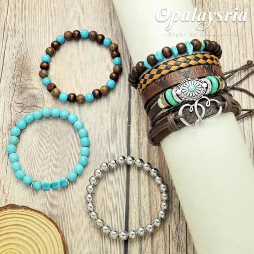 Stack Turquoise Western Bracelets for Women Boho Turquoise Beaded Concho Bangle Ox-Head Charm Cowboy Chic Bracelets Western Jewelry Cowgirl Accessory for Country Concert Outfits - color: Silver Double Heart