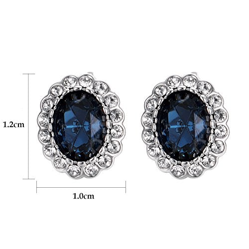 Yoursfs Vintage Crystal Clip On Earrings For Women Platinum Plated Rhinestone Clip On Earrings Non Pierced Oval Shap Cubic Zirconia Earring Hypoallergenic Jewelry - style: Sapphire Earrings