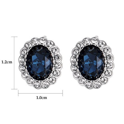 Yoursfs Vintage Crystal Clip On Earrings For Women Platinum Plated Rhinestone Clip On Earrings Non Pierced Oval Shap Cubic Zirconia Earring Hypoallergenic Jewelry - style: Sapphire Earrings