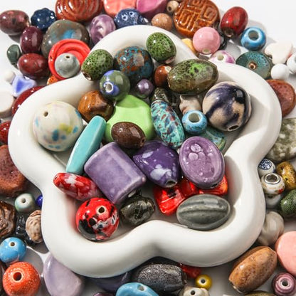 CZZZY 250g Ceramic Beads, Mixed Irregular Ceramic Bead, Handmade Porcelain Ceramic Beads for DIY Jewelry Making and Crafting - color: Mixed Color
