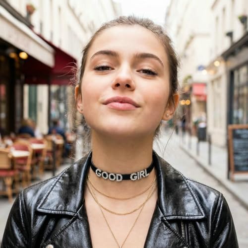 2PCS Cute Punk Goodgirl Heart Gothic Leather Choker Necklaces for Women | Love Collars For Lover Girlfriend,Adjustable Jewelry with Chain For Valentine's Day,Sweet Dating,Halloween Outfits