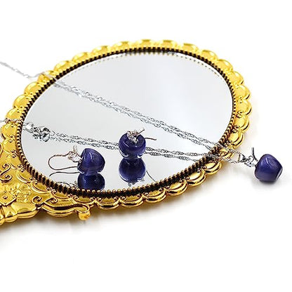 Uloveido Apple Necklace and Earrings Set for Women Cute Apple Jewelry Set for Teacher Mom YL007 - color: Purple