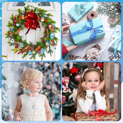 64 Pcs Winter Resin Charms, Christmas Snowflake Snowman Pendants | Premium Resin, Xmas Winter Figurines Ornament Beads, DIY Crafts Bracelet Necklace Earrings Jewelry Making Decorations - style: Christmas Winter Style