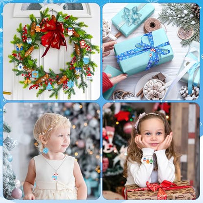 64 Pcs Winter Resin Charms, Christmas Snowflake Snowman Pendants | Premium Resin, Xmas Winter Figurines Ornament Beads, DIY Crafts Bracelet Necklace Earrings Jewelry Making Decorations - style: Christmas Winter Style
