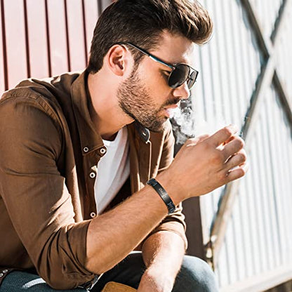 Men's Bracelet, Black and Blue Ion Stainless Steel, Initial Curved Plate, Gift for Boyfriend, Husband, Father, Comes with Gift Box - color: blue-blackK