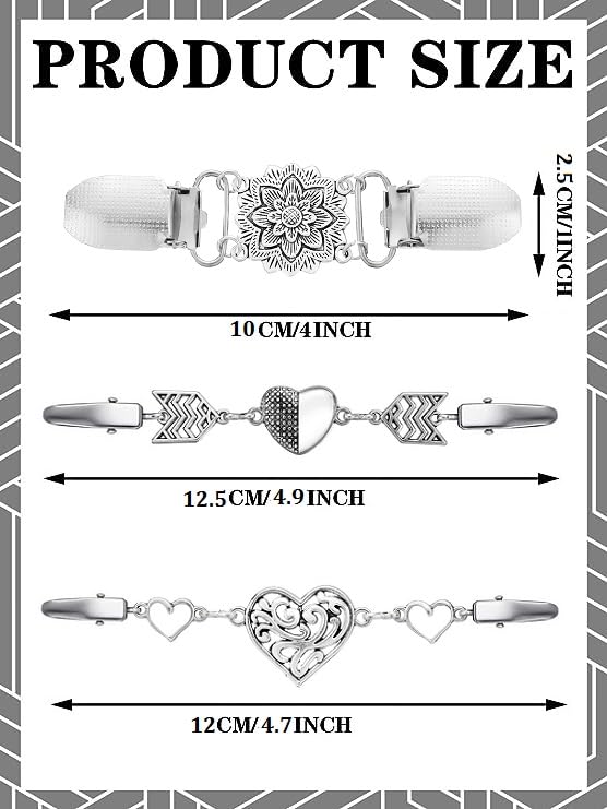 3 Styles Vintage Shirts Dresses Shawl Clips for Women Girls Retro Cardigan Collar Clips Brooch for Clothing - style: Style 2