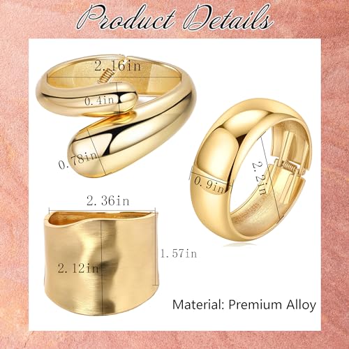 1-3PCS Chunky Irregular Cuff Bracelets for Women | Wide Bangle Bracelet,Trendy Chunky Bangle Bracelets,Irregular Statement Wrist Cuff Wrap Bracelet