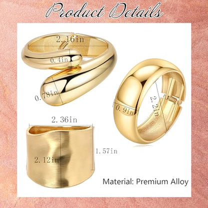 1-3PCS Chunky Irregular Cuff Bracelets for Women | Wide Bangle Bracelet,Trendy Chunky Bangle Bracelets,Irregular Statement Wrist Cuff Wrap Bracelet