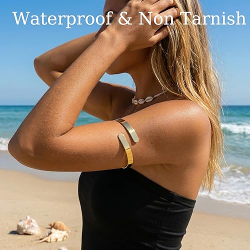 14K Gold Plated Arm Cuff for Women, Waterproof Adjustable Open Upper Arm Bracelet (Armlet), Non Tarnish Hypoallergenic Minimalist Trendy Arm Jewelry for Summer Beach Outfit Gift for Women - style: Style01