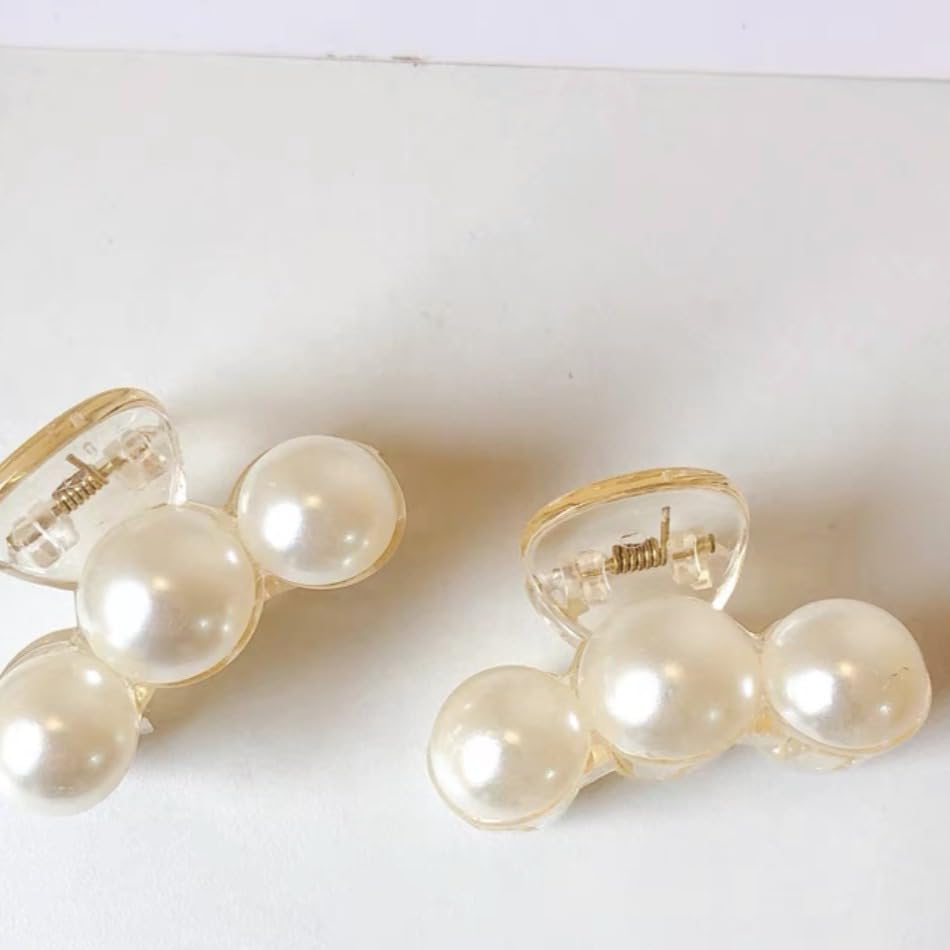 Small Hair Clips Three Pearl Hair Clip for Women Hair Claws Hairpin Small Hairpins Cute Hair Claws for Half Hair Acrylic Hair Claw Clips Mini Hair Clips Cute Clips Fashion Hair Accessories 1PCS - color: Three Pearl