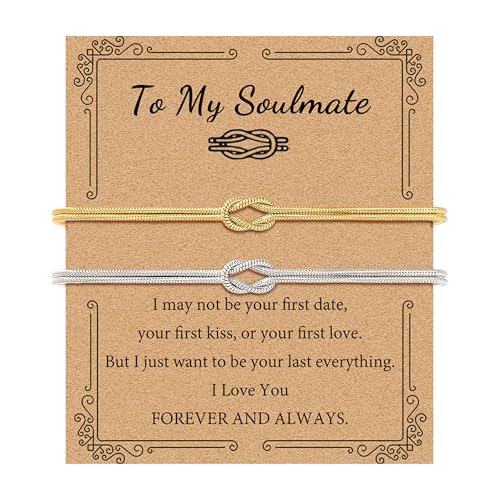 Matching Bracelets for Couples Love Knot Bracelet Pinky Promise Soulmate Relationship Friendship Bracelets Forever Infinity Jewelry Gifts for Women Her Him - style: SOUL-G+S