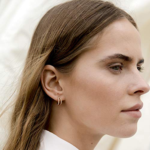 PAVOI 14K Gold Plated Split Huggie Hoop Earrings for Women, Hoop Earrings | Hypoallergenic Earrings with 925 Sterling Silver Posts, Trendy Split Multi Hoop Earrings - style: CZ