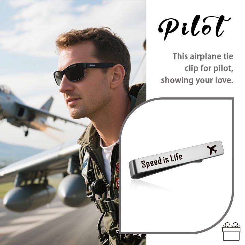 Navy Helicopter Pilot Gifts for Men Dad Uncle Husband Fighter Pilot Father Day Gift for Dad Uncle Speed is Life Airplane Tie Clip for Pilot Pilots Birthday Gifts for Brother Friends Son Pilot Tie Bars