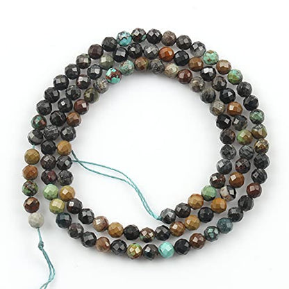 120pcs 3mm Natural African Turquoise Gemstone Beads Faceted Round Loose Stone Beads for Jewelry Making - color: African Turquoise, size: 2.8-3.3mm