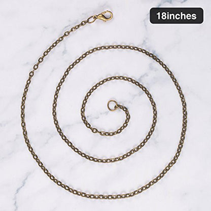 TecUnite 24 Pack Bronze Necklace Chains Bulk DIY Cable Link Chains for Jewelry Making(18 Inch) - size: 18 Inch