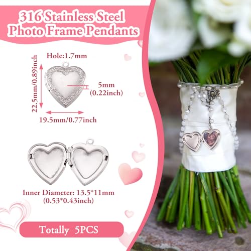 Elecrelive Locket Pendants Photo Frame Charms Memory Photo Charms Heart Locket Photo Frame Pendants - color: Silver