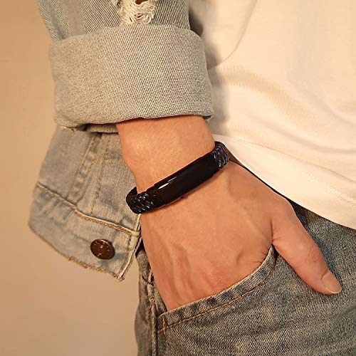 VNOX Men's Inspirational Mantra Engarved Handmade Braided Leather Adjustable Cuff Bangle Bracelet Encouragement Motivational Gift for Men - style: Custom
