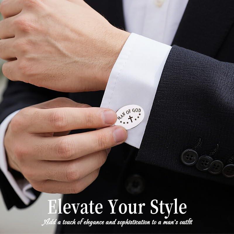 Religious Cufflinks for Men Christian Gifts for Dad Son Grandpa Fathers Day Gift for Husband Uncle Man Of God - style: man of god 03