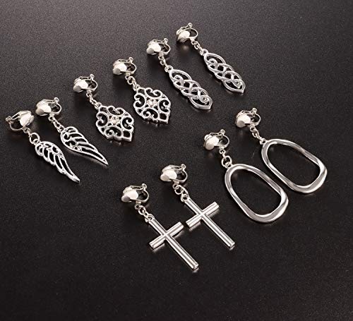 15 Pairs Wholesale Clip on Earrings for Women Trendy,Lightweight Clipon Earrings for Women in Silver Tone - style: #2-Silver earrings