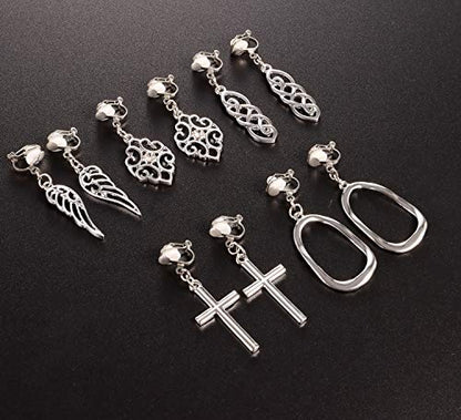 15 Pairs Wholesale Clip on Earrings for Women Trendy,Lightweight Clipon Earrings for Women in Silver Tone - style: #2-Silver earrings