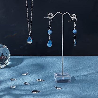 PH PandaHall 100pcs Bezel Pendant Blanks- 50pcs Drop Pendant Trays Photo Charms Cabochons Blanks with 50pcs Glass Cabochons Clear Dome for Wedding Bouquet Graduation Cap Jewelry Making, 0.69x0.4inch - color: Drop - 50 Sets