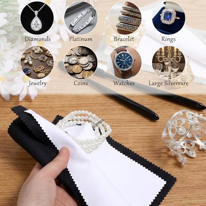 Jewelry Cleaning Cloth, Jewelry Cleaning Brush Silver Polishing Cloth, Sterling Silver Polishing Cloths Clean Brush for Silverware, Diamonds