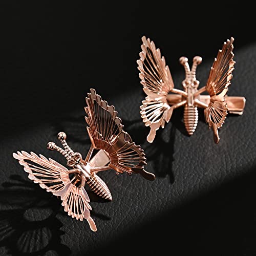 DEEKA 12 PCS Moving Butterfly Clips 3D Metal Gold Moving Wings Butterfly Hair Accessories 90s Hair Clips Barrette for Women and Girls -Rose Gold - color: Rose Gold