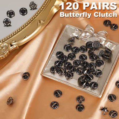 JANYUN 120 Pairs Butterfly Clutch Tie Tacks Pin Back Safty Secure Locking | Holder Clasp Lock Backings,Replacement with 8mm Length 4mm Width Blank Pin for Brooch Lapel Enamel Craft Making - color: Black, size: 4mm