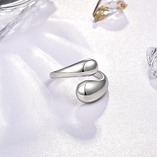 Fookduoduo 925 Sterling Silver Ring Inspirational Jewelry adjustable Wrap Open Rings for Women - style: Chunky Thick Rings