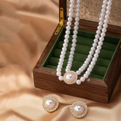 Wedding Pearl Jewelry Set for Women Classic Necklace and Earrings Faux Pearls Bridesmaid Gift wedding bride trendy fashion jewelry fall fashion - color: N-Fashionable bride imitation pearl jewelry set