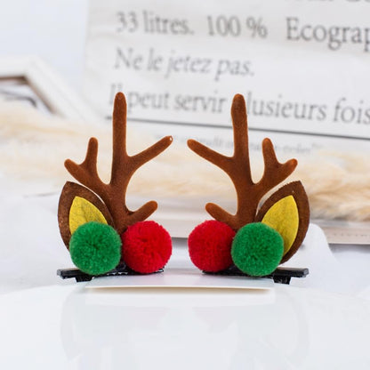 Christmas Antler Hair Clips Christmas Red Green Hairball Hair Clip for Women Christmas Ears Hair Clips Christmas Hairband Christmas Hairpins Hair Clips Christmas Clips Hair Clips Accessories 2Pack - color: Red Green Ball