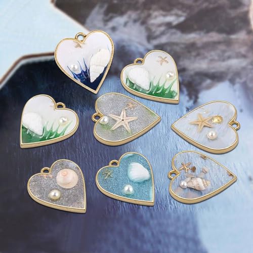 Oubaka 50pcs Open Bezel Pendants Heart Open Back Frame Pendant Hollow Frame Pendants Resin Craft Bezels for Earrings, Necklace, Bracelet, Pressed Flower, DIY Crafts(K Gold) - color: K Gold;Heart