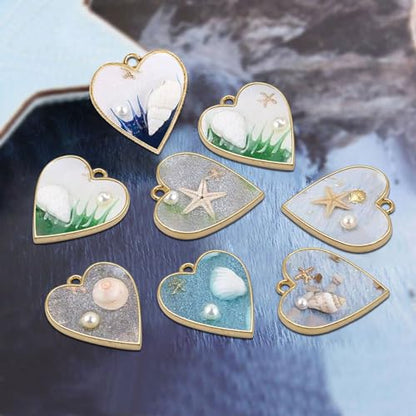 Oubaka 50pcs Open Bezel Pendants Heart Open Back Frame Pendant Hollow Frame Pendants Resin Craft Bezels for Earrings, Necklace, Bracelet, Pressed Flower, DIY Crafts(K Gold) - color: K Gold;Heart