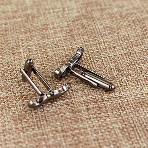 Flairs New York Gentleman's Premium Handmade Artisan Tie Bars Clips Cufflinks - size: Medium, style: Gunmetal Mustache Cufflinks (1 Pair)