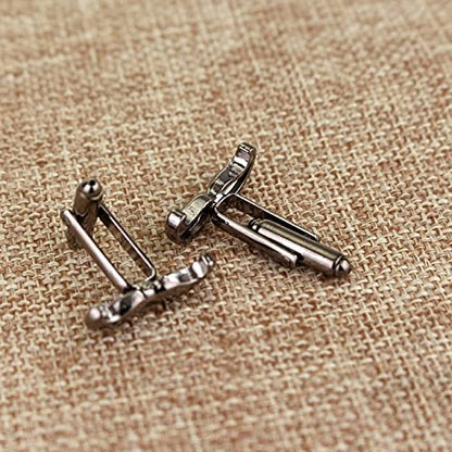 Flairs New York Gentleman's Premium Handmade Artisan Tie Bars Clips Cufflinks - size: Medium, style: Gunmetal Mustache Cufflinks (1 Pair)