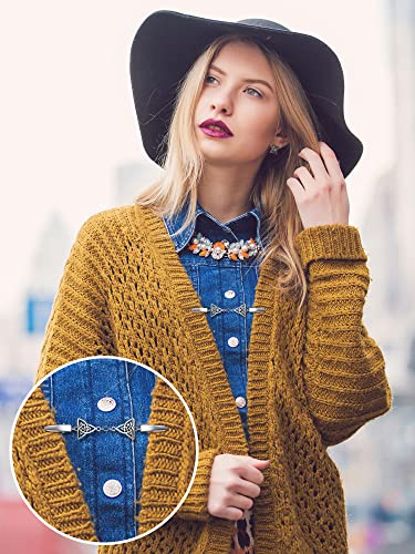 4 Pieces Vintage Sweater Shawl Clips Retro Cardigan Collar Dress Shirt Brooch Clips for Women Wearing, 4 Styles