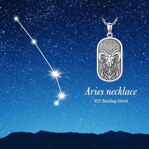 SIMONLY Zodiac Necklace 925 Sterling Silver Constellation Necklace Zodiac Sign Necklaces Horoscope Jewelry Christmas Birthday Astrology Gifts for Women Men Unisex - style: Aries-Gold