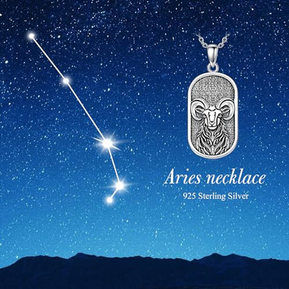 SIMONLY Zodiac Necklace 925 Sterling Silver Constellation Necklace Zodiac Sign Necklaces Horoscope Jewelry Christmas Birthday Astrology Gifts for Women Men Unisex - style: Aries-Gold
