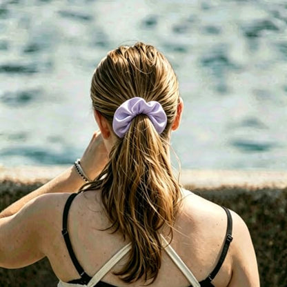 Silk Hair Ties Ponytail Holder Hairs Bow Ropes Elastics Hairtie Accessories Wide 0.8inch on Hair No Damage No Crease for Women Curly Thick Wavy Hair(30Pcs Light Purple) - color: Light Purple