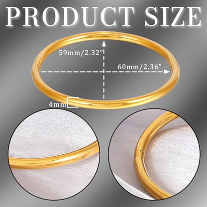Eigso 13MM Large Gold Plated Chunky Bracelet Bangle for Women Men Trendy Thick Arc Shape Open Cuff Bangles Bracelets for Woman Man - color: Gold-4mm2