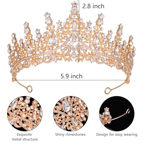 Tiaras and Crowns for Women Crystal Princess Tiaras Rhinestone Queen Crowns For Wedding Bridal Birthday Prom Pageant Party (Tiara 100) - color: Gold White