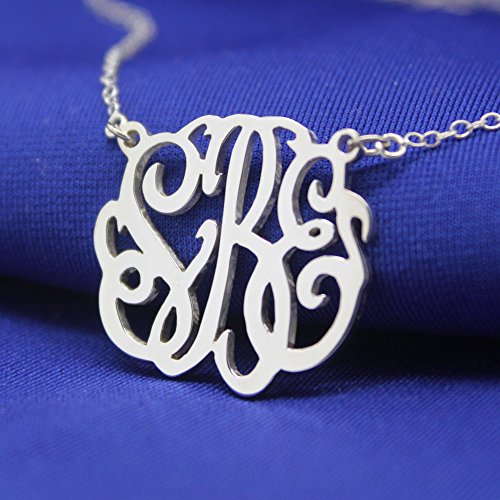 JOELLE Monogram Necklace Sterling Silver Custom Any Initial Name Necklace for Women - color: 18K Rose Gold Plated Silver
