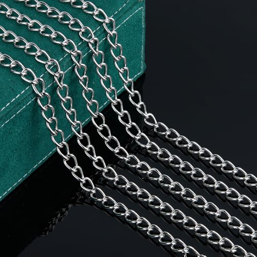 UMAOKANG 6.6FT Jewelry Chain for Jewelry Making Stainless Steel Chains Bulk | Twist Cable Link Chains Men and Women Necklace DIY Jewelry Craft Chain Roll - color: Cable (Steel)