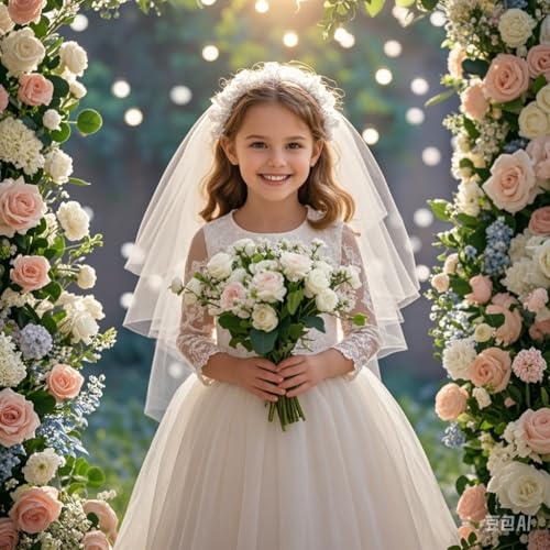 2 Pcs Flower Girl Headpiece - Rhinestone Crystal Wedding Headband - Bridal Flower Headband for Girls & Baby - Gold Hair Accessories